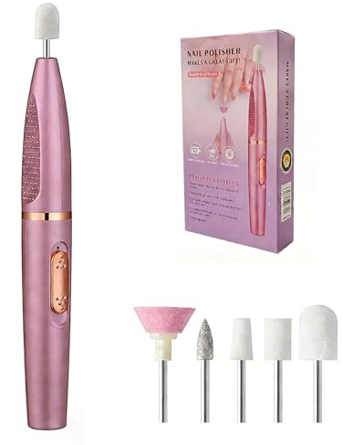 Professional Nail Drill Machine Electric Nail File Kit - 5 Drill Bits, Low Noise & Rechargeable Nail Drill for Acrylics, Gel, Natural Nails Manicure Pedicure Care, Pink