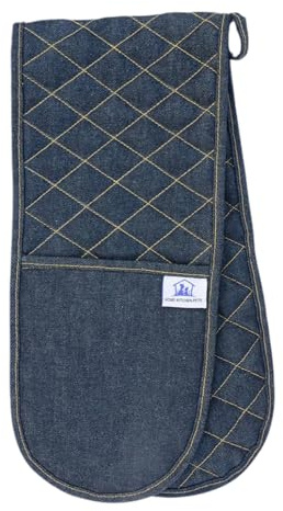 Oxford Denim Apron With Oven Gloves, Pot Holder & Placemats (Double Oven)