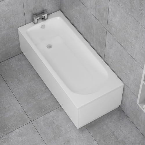 Breeze 1700 x 700mm Designer Single Ended Bath with Front & End Panel Straight Bathroom Acrylic Bathtub