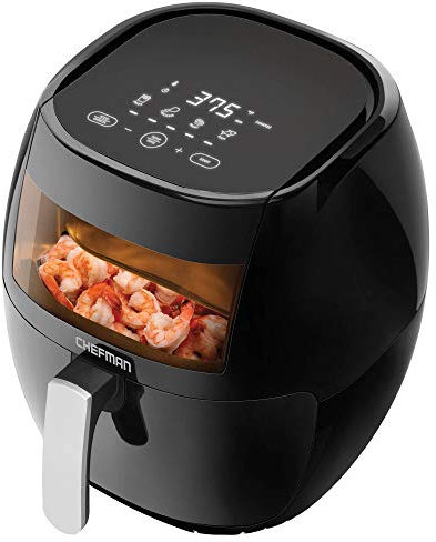 Chefman TurboFry Touch 8 Quart Air Fryer w/ XL Viewing Window & Advanced Digital Display, Fry with Less Oil for Healthy Food, Adjustable Temperature Control, Cooking Presets & Dishwasher-Safe Basket