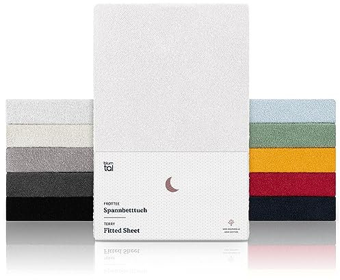 Blumtal® Frottee Spannbettlaken 120x200 cm - OEKO-TEX Zertifiziertes Spannbetttuch - Bettlaken Wärmend bis 25cm Matratzenhöhe - Weiß