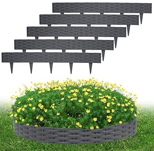 LZQ Rabattkant rund plast, rabattkant 30 m rottingdesign rosenblad med 30 element à 100 cm, antracit