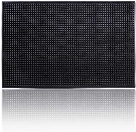 ProjectFont Tappetino da Bar Scolapiatti in Gomma Antiscivolo per Mat Bancone Barista Cucina Caffetteria Bevande Cocktail Antiversamento Adatto anche per Uso Domestico Nero 30x45 cm