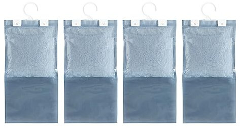 Lot de 4 déshumidificateurs à suspendre au parfum de lavande rafraîchissant idéal pour les armoires, protéger les vêtements et les textiles de l'humidité, l'eau est bien piégée, 4 x 250 g de granulés