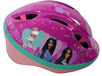 Barbie Kids Bike Helmet - 52-56cm, Dial Adjustable Toddler Helmet for Girls with Ventilation, Extra Lightweight - Officially Licensed Barbie Design for Cycling Safety - Pink
