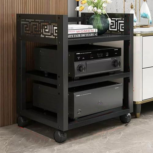 ZIUSFAC Meuble Stéréo Appareils DAC Audio Rack Multifonctionnel Support AV Media Meuble HiFi Media Stand pour Composants Audio Vidéo Etagère(Black,3 Tier)