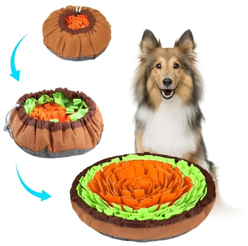 Futuhada Alfombra olfativa para Mascotas, Manta de olfato para Perros, Juguete Interactivo de Entrenamiento, Manta Rompecabezas Interactiva de Comida para Entrenamiento de Forrajeo (Verde Naranja)