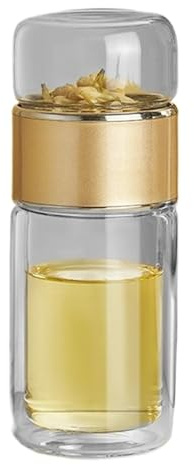 Infusifie - Botella de té aislada de doble capa con colador, botella de té a prueba de fugas con infusor de té, infusor de té para hojas sueltas, taza de té, infusor de té para té suelto (350 ml)