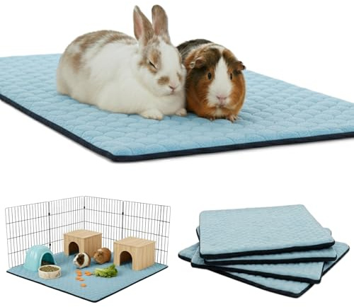 NEO SOLVO Set med 4 fleecemattor för marsvin och kanin - blå - 2 x 1–35 cm x 70 cm