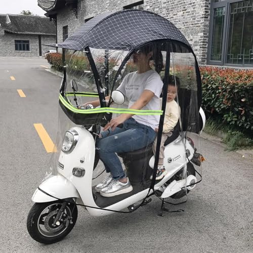 Funda para scooter de movilidad totalmente cerrada con visera solar, tiras reflectantes y cremallera bidireccional para protección solar y lluvia