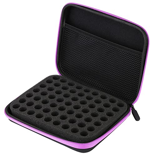 Presentazione degli oli essenziali, custodia per olio essenziale 63 slot che trasportano portatile portatile per viaggi a casa all'aperto (Viola)