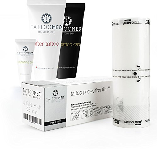 TattooMed Tattoo After Care Pro Kit - Spar Bundle (Cleansing Gel 25ml & After Tattoo 100ml & Daily Tattoo Care 100ml & Tattoo Protection Film)
