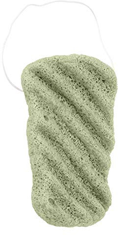 Konjac Sponge Set, Body Sponge Natural Long Wave Type Big Size Body Konjac Wash Face Flutter Facial Body Care Sponges for Body & Facial Sponge Deep Cleansing Sponge for Skin Care (Green)