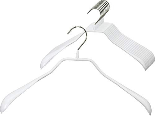 MAWA Grucce Appendiabiti Ergonomiche in Metallo, Set di 10, Ideali per Cappotti, Giacche, Blazer e Completi, Gancio Girevole 360°, Rivestimento Antiscivolo, 42 cm, Bianco