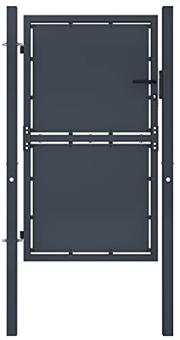 vidaXL Cancello per Giardino Cancellata per Recinzioni Ingresso Porta Entrata Prodotti per Staccionate in Acciaio 100x200 cm Antracite