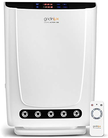 gridinlux | Generador de Ozono Action 1300 | Purificador de Aire y Agua | Mando a Distancia | Especial Hogar y Espacios Pequeños | Potencia y Duración Personalizables | 14W