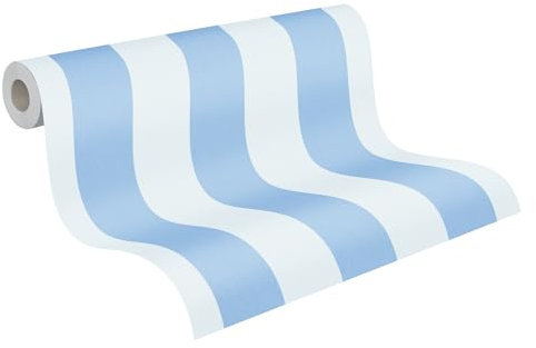 A.S. Création Streifentapete Little Love Tapete gestreift PVC-freie Vliestapete blau weiß seidenmatt glatt 381485