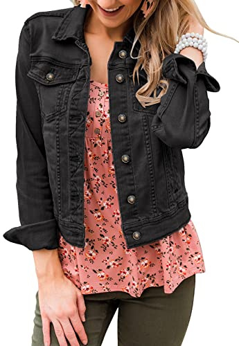 Roskiky Women's Denim Jacket - Black Vintage Size Medium (Fits Size 12 to 14)