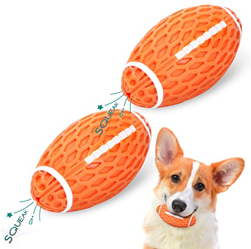 Nobleza Pelota para Perros con Sonido, 2 Unidades Juguete Interactivo, Squeak Rugby, Masticar, Caucho Natural, L10.3*W5.6CM