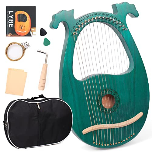 LOMUTY Lyre Harp 16 Metal String with Tuning Wrench Harp Instruments, Lyre Harp is Good Choice for Music Lovers, Beginners and Friends