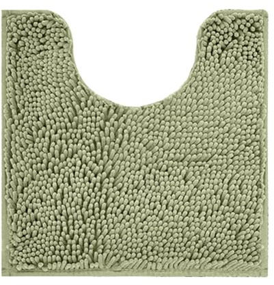 Reyox Chenille Bath Mat, Toilet Rugs U Shaped, Soft Plush Bath Bathroom Rug, Absorbent Shaggy Bathroom Contour Rug Sage Green 19.7x15.7