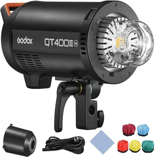 Godox QT400IIIM Luce flash da studio ad alta velocità 400W GN65 1/8000s HSS 0.01-0.9S Tempo di riciclaggio rapido Sistema wireless X integrato 2.4G con luce pilota da 40W