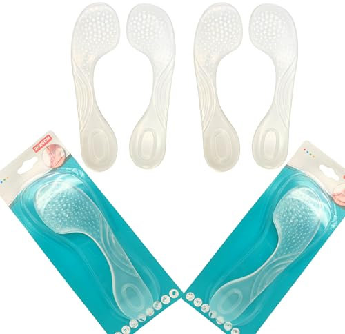 2 Pares De Plantillas Silicona Transparentes, Ideal Para Todo Tipo De Zapatos, Planos, Con Tacón Alto, Tacon Bajo Sandalias O Zapatos De Hombre. Evita La Fascitis Plantar Y Reduce El Dolor De Pies.