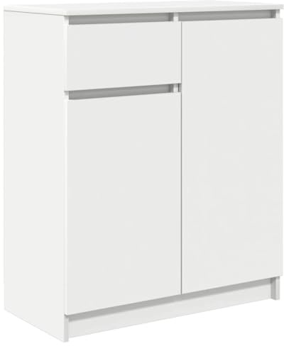 vidaXL Skänk med låda vit 71x35x84 cm konstruerat trä