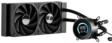 VEVOR Dissipatore di Calore a Liquido per AIO CPU, 2 Ventole PWN Raffreddamento da 120 mm e Pompa, con Display LCD da 283 x 120 x 56 mm, per Intel 115X/1366/2011/1700/1200, AMD AM4/AM5