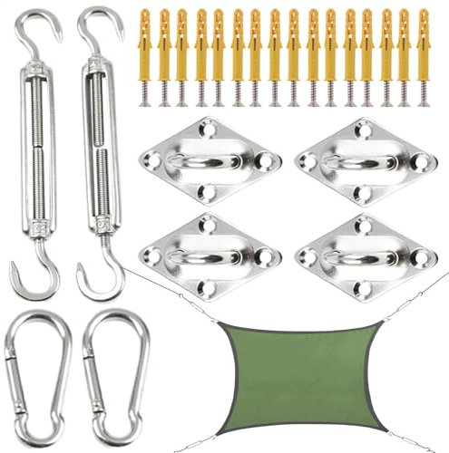 Besreey Kit de hardware para vela de sombra, kit de montaje de repuesto para vela, herramientas de instalación de alto rendimiento, cubierta exterior de toldo para instalar el rectángulo cuadrado