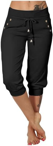 Soulolo Jogginghose Damen Caprihose Sporthose Sommer 3/4 Lang Baumwolle Sport Sweathose Casual Capri Hose Elegant Bequem Sommerhose Yoga Fitness Activewear
