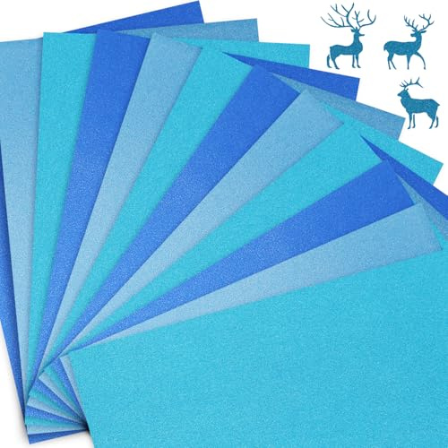 15 fogli di carta glitterata per fai da te, blu, 21 x 29,7 cm. Carta glitterata per bambini, carta glitterata per biglietti di auguri, origami e scrapbooking