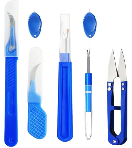 Seam Ripper, Quick Unpick,Stitching Thread Unpicker,Stitch Unpicker Tool,Stitch Ripper Unpicker Sewing Tool,Thread Cutter Remover, Thread Picker Tool with Scissor & Needle Threader, DIY Craft,7pc
