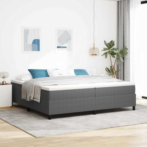 Qnhdfrt Cama con somier con colchón, 200 x 200 cm, color gris, moderno diseño de pana de firmeza media, colchón de 5 zonas, estructura de madera estable para dormitorio