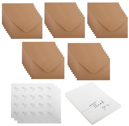 SenaiMy Regalos de Agradecimiento, Set de 40 Tarjetas de Agradecimiento Plegadas de Papel Kraft con Sobres y Pegatinas, 16 X 11 cm, para Mujeres, Hombres, Familia, Amigos y Colegas
