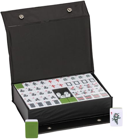 YAGEANNL Juego de majong chino de 3 x 2,25 cm, estructura sólida, fácil de leer, juego de mah jongg de 144 piezas, juego de azulejos de mahjong medio, juegos completos de Majong para viajes separados