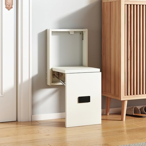 tonchean Foldable Wall Stool Wall-mounted Invisible Entryway Bench Folding Chair 150kg Bearing Capacity for Shoe Changing Living Room, Entrance, Bathroom