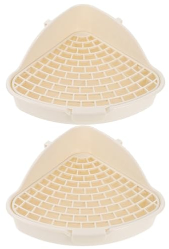 Artibetter Bac à Litière Triangulaire Blanc pour Petits Animaux 2pcs en Plastique Grosse Capacité pour Lapins et Cobayes, pour Maison et Enclos