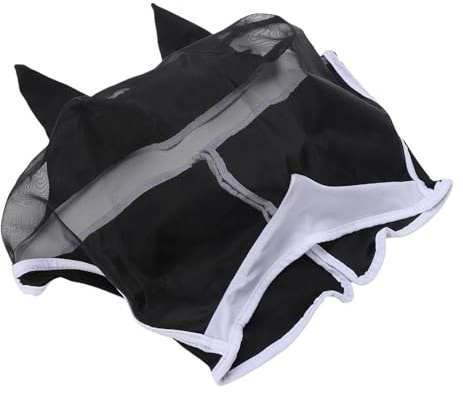 Fabater Masque Anti-mouches pour Chevaux, Masque Anti-mouches pour Chevaux en Respirante Haute densité, Conception Détachable et Ventilée avec Oreilles, pour en avec Bords élastiques Doux pour les (L)