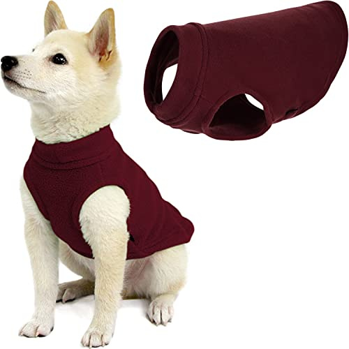 Gooby - Stretch Fleece Vest Pullover Fleece Vest Jacket Sweater for Dogs, Burgundy, Size M