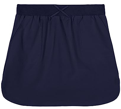 Izod Girls' School Uniform Pull-on Scooter Skirt with Undershorts, Knit Waistband & Functional Pockets, Wrinkle Resistant, Navy, 6
