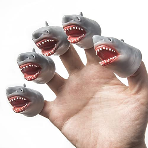 AQKILO Shark Finger Puppet, Funny Animal Toy for Gifts, 5 Pieces