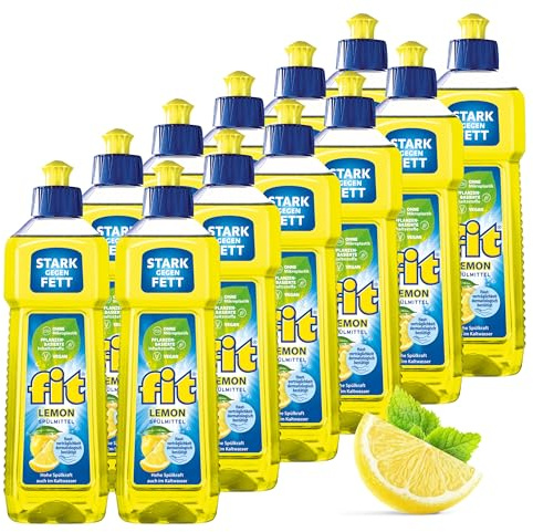 fit Hand-Spülmittel 12 x 500 ml, Lemon, hautverträglich, vegan
