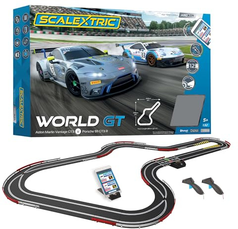 Scalextric Digital Racing Track Sets for Kids - ARC AIR: World GT Race Set - App Controlled Electric Kids Track Ages 8+, Slot Car Race Tracks, Multi-Car Racing - 1:32 Scale Boys Birthday Gifts