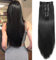 22 Inch Long Straight Clip in Hair Extensions 180 Grams 12PCS Clip in Synthetic Fiber Hair Extensions Natural Black Full Head Double Weft Hairpieces for Women