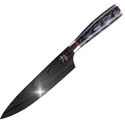 MasterPRO Tetsu | Coltello da Cucina Giapponese di 20 cm per Chef | Perfetto per Tagliare Ogni Tipo di Alimento | Cucina Professionale | Rinforzato, Equilibrato e con Rivestimento in Titanio