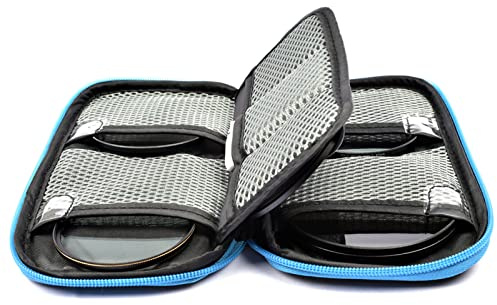 Estuche de Filtro de Lente de 9 Bolsillos, Estuche de Bolsa de Filtro de Lente de Cámara de Nailon Portátil de hasta 82 Mm, a Prueba de Polvo, Resistente a los Golpes, para Filtros de 30 a 82 Mm