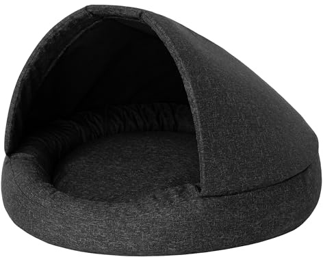 PillowPrim 2 in 1 Hundebett und Hundehaus, Stoffhaus, Katzenhöhle, Hundehütte, Hundekorb, Hundeliege, Schlafplätze, Möbel für Tiere, Schwarz, XL: 100x100x62 cm