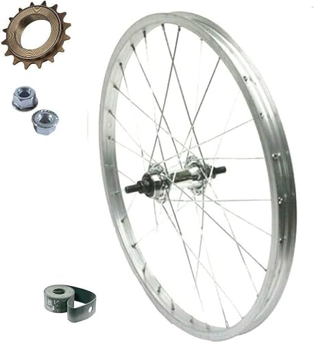 RUOTA/CERCHIO POSTERIORE 20 X 1.75 + PIGNONE 16 DENTI BICI ATTACCO STANDARD ALLUMINIO/ACCIAIO 20X1.75 OLANDA - BICICLETTA CITY BIKE - PASSEGGIO DADI DI FISSAGGIO E FLAP INCLUSI 1 VELOCITÀ
