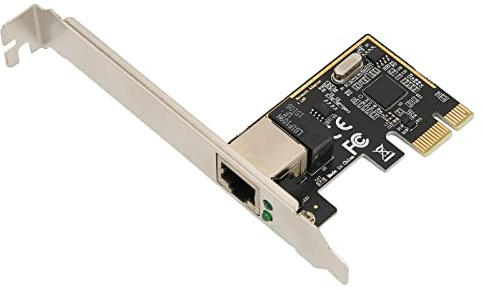 Goshyda Tarjeta de Red PCIE Gigabit 10/100/1000 Mbps RJ45 LAN Tarjeta PCIE Ethernet para Carcasas Pequeñas y Delgadas, Compatible con Etiquetas VLAN, Compatible con10